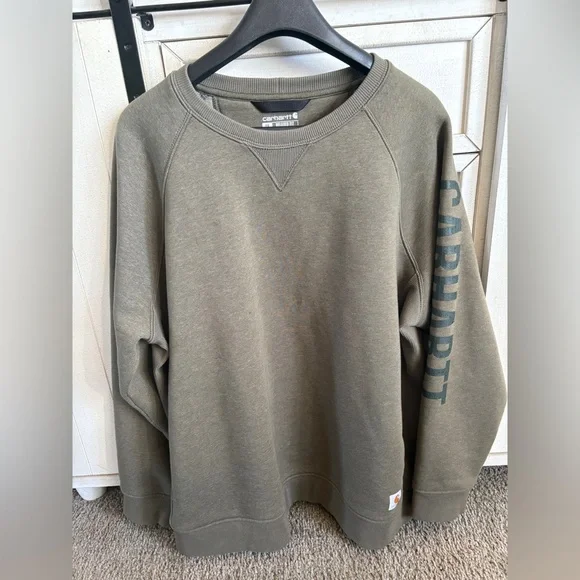 Carhartt Women’s Relax Fit Crewneck Sweater in Olive - Picture 1 of 4